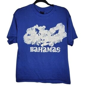Vintage 80s 90s Bahamas Diving Ocean Coral Graphic T-Shirt in Blue Size Medium